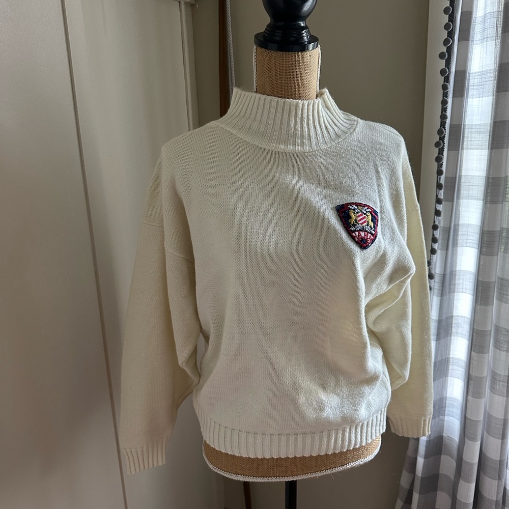 Women's Cream Sweater with Embroidered Patch